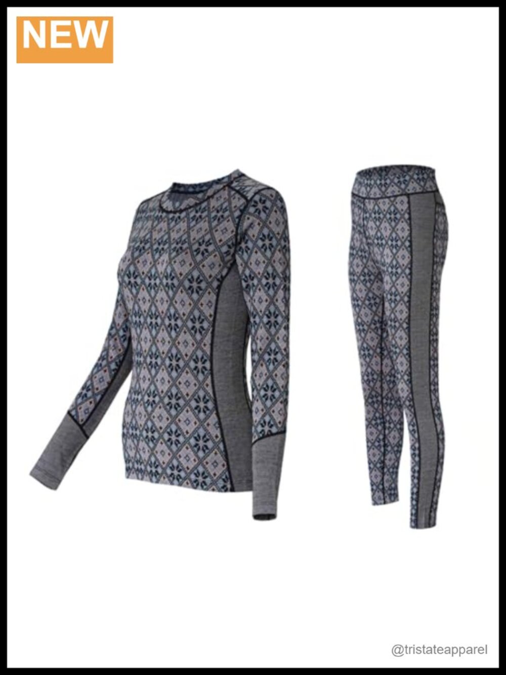 100% Merino Wool Base Layer Set Women Thermal Underwear Jacquard